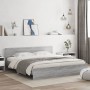 Estructura de cama cabecero y luces LED gris Sonoma 200x200 cm de , Camas y somieres - Ref: Foro24-3207586, Precio: 213,65 €,...