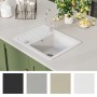 Fregadero de cocina con un seno granito blanco de vidaXL, Fregaderos - Ref: Foro24-144861, Precio: 178,68 €, Descuento: %