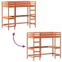 Cama alta con escritorio madera maciza pino marrón 100x200 cm de , Camas y somieres - Ref: Foro24-842849, Precio: 227,12 €, D...