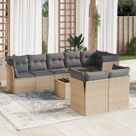 Set de sofás de jardín 9 pzas con cojines ratán sintético beige de , Conjuntos de jardín - Ref: Foro24-3217919, Precio: 559,9...