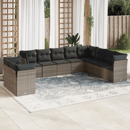 Set de sofás de jardín 10 pzas con cojines ratán sintético gris de , Conjuntos de jardín - Ref: Foro24-3217860, Precio: 596,3...