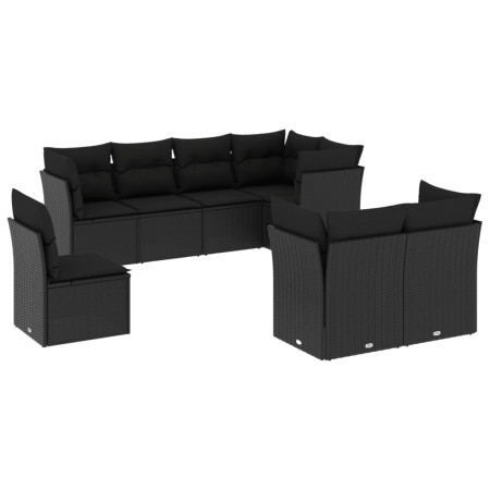 Set de sofás de jardín 8 piezas y cojines ratán sintético negro de , Conjuntos de jardín - Ref: Foro24-3217925, Precio: 531,0...