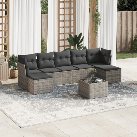Set de sofás de jardín 8 pzas y cojines ratán sintético gris de , Conjuntos de jardín - Ref: Foro24-3218040, Precio: 431,01 €...