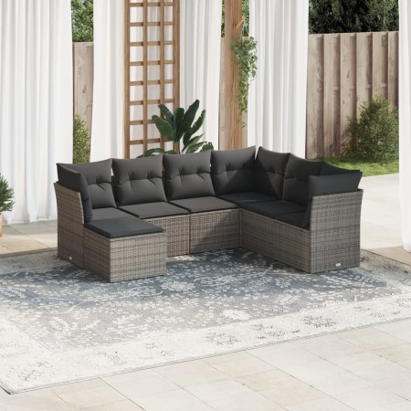 Set de sofás de jardín 7 piezas con cojines ratán PE gris de , Conjuntos de jardín - Ref: Foro24-3217990, Precio: 400,32 €, D...