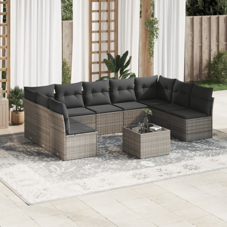 Set de sofás de jardín 10 pzas con cojines ratán sintético gris de , Conjuntos de jardín - Ref: Foro24-3218080, Precio: 544,2...