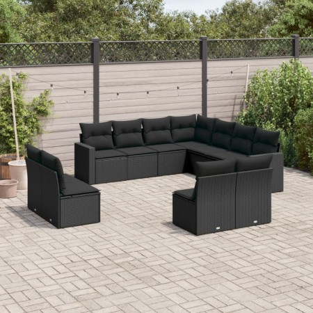 Set de sofás de jardín 11 pzas y cojines ratán sintético negro de , Conjuntos de jardín - Ref: Foro24-3219115, Precio: 679,10...