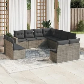 Set de sofás de jardín 11 pzas y cojines ratán sintético gris de , Conjuntos de jardín - Ref: Foro24-3219120, Precio: 629,19 ...