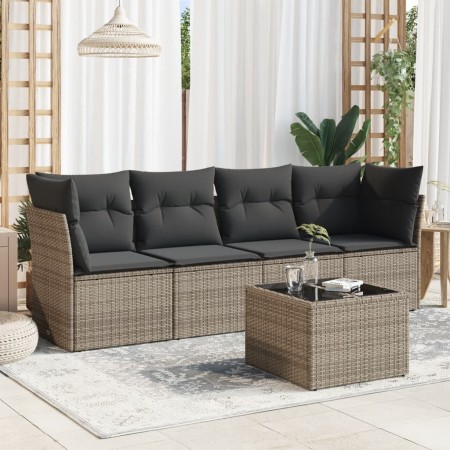 Juego de sofás jardín con cojines 5 pzas ratán sintético gris de , Conjuntos de jardín - Ref: Foro24-3217240, Precio: 279,63 ...