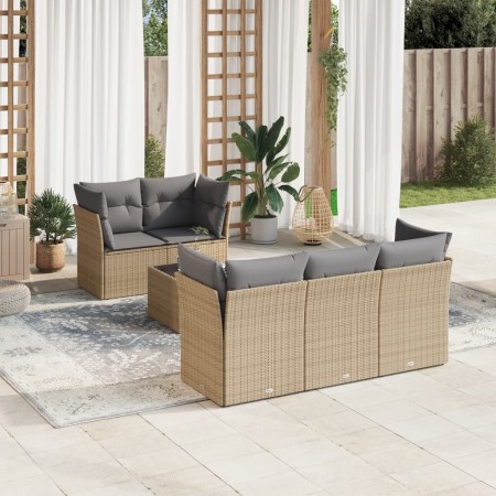 Juego de sofás jardín con cojines 6 pzas ratán sintético beige de , Conjuntos de jardín - Ref: Foro24-3217249, Precio: 376,30...