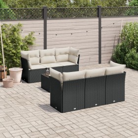 Set de comedor de jardín 7 pzas y cojines ratán sintético negro de , Conjuntos de jardín - Ref: Foro24-3217256, Precio: 410,9...