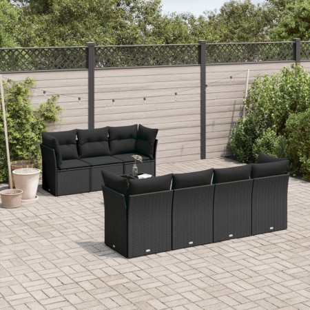 Set de sofás de jardín 8 piezas y cojines ratán sintético negro de , Conjuntos de jardín - Ref: Foro24-3217275, Precio: 515,1...