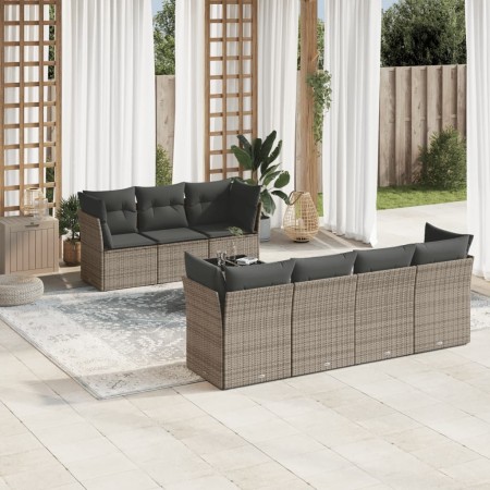 Set de sofás de jardín 8 pzas y cojines ratán sintético gris de , Conjuntos de jardín - Ref: Foro24-3217280, Precio: 482,51 €...