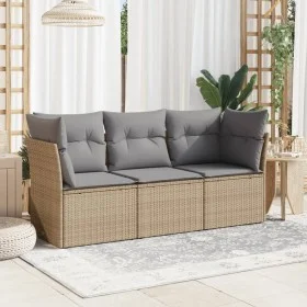 Juego de sofás de jardín con cojines beige 3 pzas ratán PE de , Conjuntos de jardín - Ref: Foro24-3217209, Precio: 187,14 €, ...