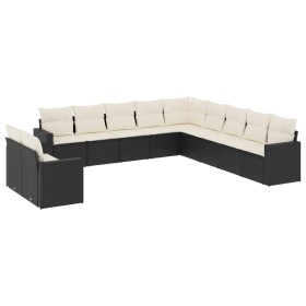Set de sofás de jardín 11 pzas y cojines ratán sintético negro de , Conjuntos de jardín - Ref: Foro24-3219176, Precio: 638,61...