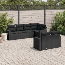 Set de comedor de jardín 7 pzas y cojines ratán sintético negro de , Conjuntos de jardín - Ref: Foro24-3219195, Precio: 490,7...