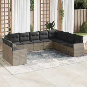 Set de sofás de jardín 10 pzas con cojines ratán sintético gris de , Conjuntos de jardín - Ref: Foro24-3219160, Precio: 611,6...