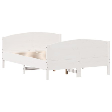 Estructura de cama con cabecero madera pino blanco 160x200 cm de , Camas y somieres - Ref: Foro24-3216168, Precio: 240,22 €, ...