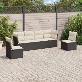 Set de sofás de jardín 6 piezas y cojines ratán sintético negro by , Garden sets - Ref: Foro24-3249205, Price: 347,21 €, Disc...