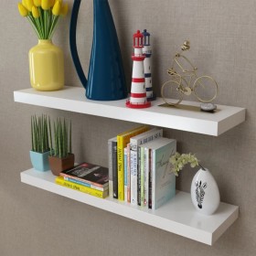 Estantes flotantes de pared 2 uds MDF blanco para libros/DVD en Estanterías | Comprar online en Foru.es