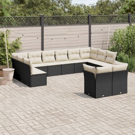 Set de sofás de jardín 12 piezas cojines ratán sintético negro de , Conjuntos de jardín - Ref: Foro24-3250265, Precio: 702,13...