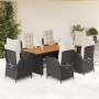 Set de comedor de jardín 7 pzas y cojines ratán sintético negro en Conjuntos de jardín | Comprar online en Foru.es