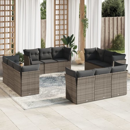 Set de sofás de jardín 12 pzas con cojines ratán sintético gris de , Conjuntos de jardín - Ref: Foro24-3217330, Precio: 787,2...
