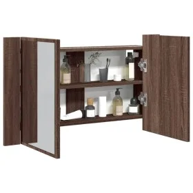 Armario espejo de baño LED acrílico marrón roble 80x12x45 cm by , bathroom vanities - Ref: Foro24-834953, Price: 56,23 €, Dis...