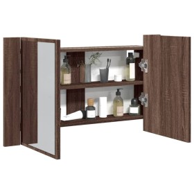 Armario espejo de baño LED acrílico marrón roble 80x12x45 cm de , Tocadores de baño - Ref: Foro24-834953, Precio: 56,89 €, De...