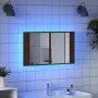 Armario espejo de baño LED acrílico marrón roble 80x12x45 cm de , Tocadores de baño - Ref: Foro24-834953, Precio: 56,23 €, De...