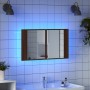 Armario espejo de baño LED acrílico marrón roble 80x12x45 cm de , Tocadores de baño - Ref: Foro24-834953, Precio: 56,89 €, De...