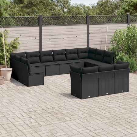 Set de sofás de jardín y cojines 13 pzas ratán sintético negro de , Conjuntos de jardín - Ref: Foro24-3250284, Precio: 885,34...