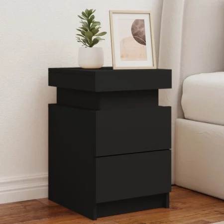 Mesita de noche con luces LED negro 35x39x55 cm de , Mesitas de noche - Ref: Foro24-836751, Precio: 62,33 €, Descuento: %