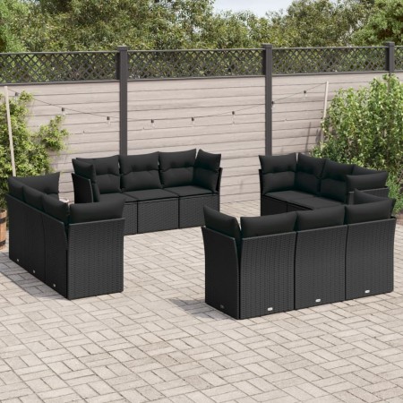 Set de sofás de jardín 12 piezas cojines ratán sintético negro de , Conjuntos de jardín - Ref: Foro24-3217325, Precio: 856,34...