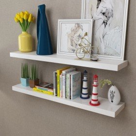 Estantes flotantes de pared 2 uds MDF blanco para libros/DVD en Estanterías | Comprar online en Foru.es