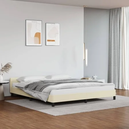 Bettgestell mit cremefarbenem Kunstleder-Kopfteil 180x200cm von , Betten und Lattenroste - Ref: Foro24-347515, Preis: 128,27 ...