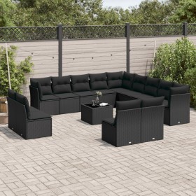 Set sofás de jardín 14 pzas con cojines ratán sintético negro de , Conjuntos de jardín - Ref: Foro24-3250334, Precio: 868,44 ...
