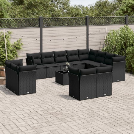 Set de sofás de jardín y cojines 13 pzas ratán sintético negro de , Conjuntos de jardín - Ref: Foro24-3250374, Precio: 919,53...