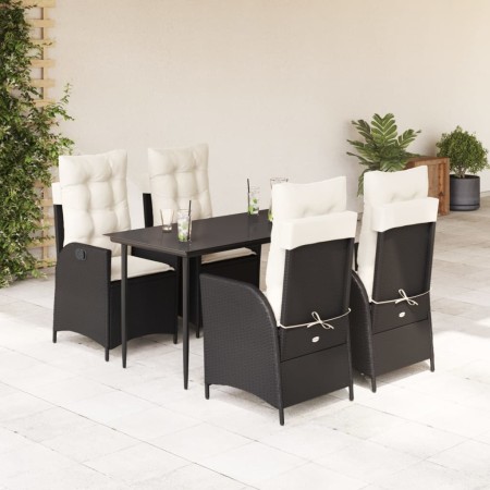 Set de muebles jardín 5 pzas con cojines ratán sintético negro en Conjuntos de jardín | Comprar online en Foru.es