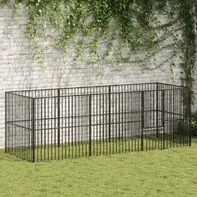 Corralito para perros con 8 paneles acero galvanizado negro de , Casetas para perros - Ref: Foro24-3209557, Precio: 185,21 €,...