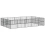Corralito para perros con 16 paneles acero galvanizado negro de , Casetas para perros - Ref: Foro24-3209555, Precio: 387,18 €...