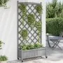 Jardinera con enrejado y ruedas madera maciza de abeto gris de , Maceteros y jardineras - Ref: Foro24-3207654, Precio: 137,13...