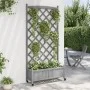 Jardinera con enrejado y ruedas madera maciza de abeto gris de , Maceteros y jardineras - Ref: Foro24-3207654, Precio: 137,13...