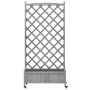 Jardinera con enrejado y ruedas madera maciza de abeto gris de , Maceteros y jardineras - Ref: Foro24-3207654, Precio: 137,13...
