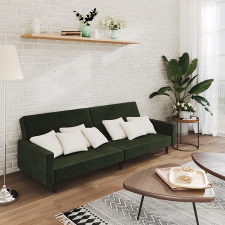 Sofá cama de 2 plazas terciopelo verde oscuro de , Sofás - Ref: Foro24-375739, Precio: 269,01 €, Descuento: %
