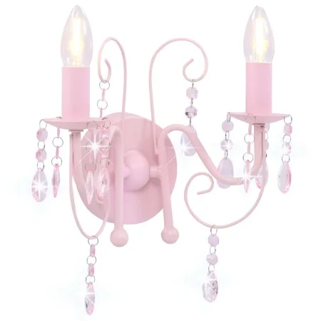 Lámpara de pared con cuentas rosa con 2 bombillas E14 de vidaXL, Lámparas - Ref: Foro24-281592, Precio: 38,59 €, Descuento: %