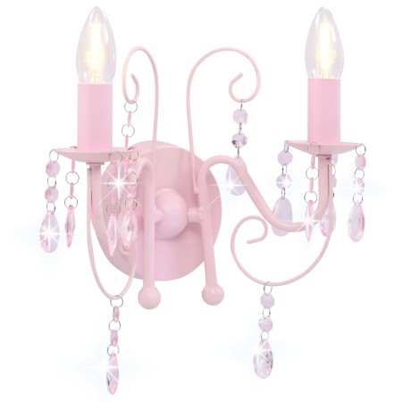 Lámpara de pared con cuentas rosa con 2 bombillas E14 de vidaXL, Lámparas - Ref: Foro24-281592, Precio: 35,53 €, Descuento: %