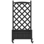 Jardinera con enrejado y ruedas madera maciza de abeto negro de , Maceteros y jardineras - Ref: Foro24-3207649, Precio: 77,38...