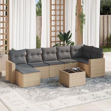 Juego de sofás de jardín con cojines beige 8 pzas ratán PE de , Conjuntos de jardín - Ref: Foro24-3219279, Precio: 484,30 €, ...