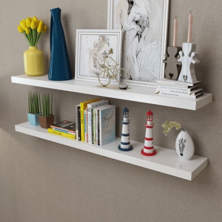 Estantes flotantes de pared 2 uds MDF blanco para libros/DVD en Estanterías | Comprar online en Foru.es
