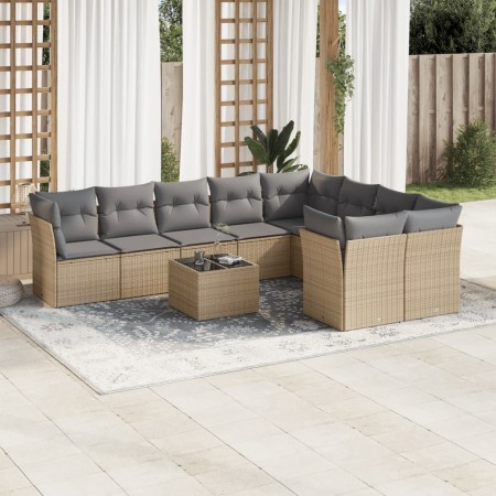 Juego de sofás jardín con cojines beige 10 pzas ratán sintético de , Conjuntos de jardín - Ref: Foro24-3218179, Precio: 574,1...